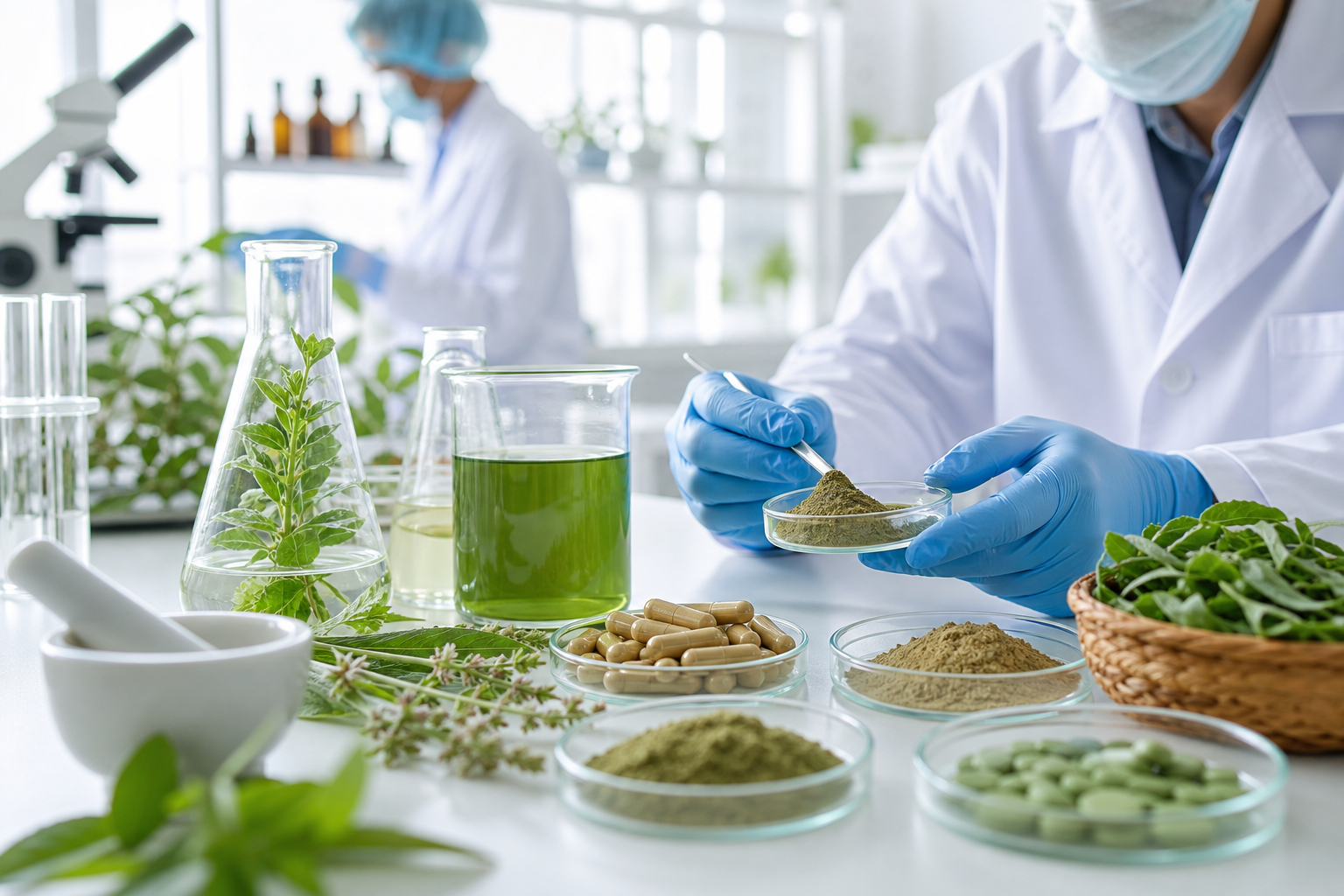 Herbal medicine quality testing in a GMP lab
